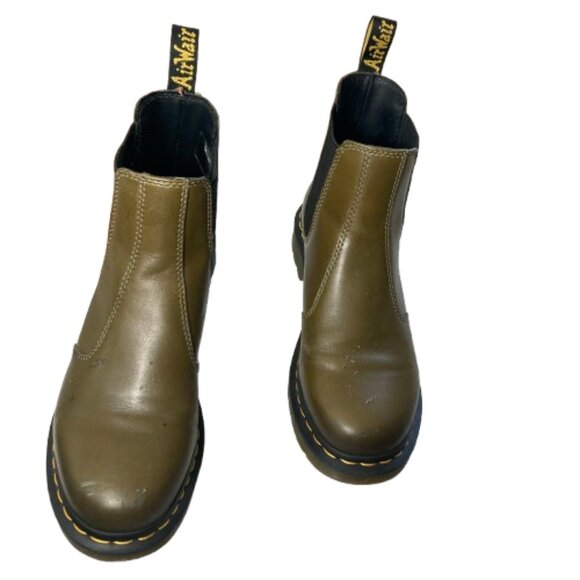 Dr. Martens Original Olive Chelsea Boots 2976 Yellow Stitching Leather, size 10 - Picture 9 of 13